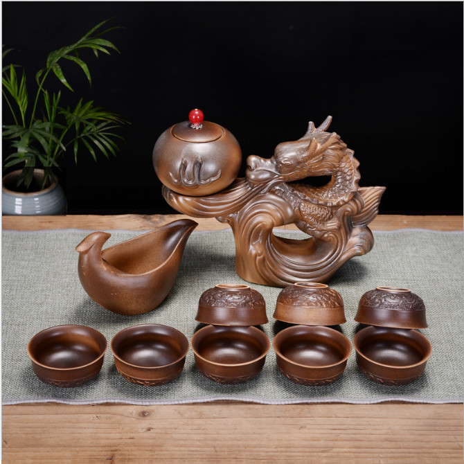 Bộ bình trà Rồng phong thủy chế tác thủ công