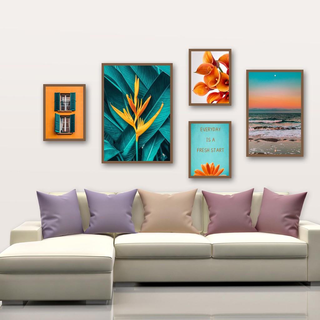 Bộ 5 tranh canvas treo tường cây lá thiên nhiên