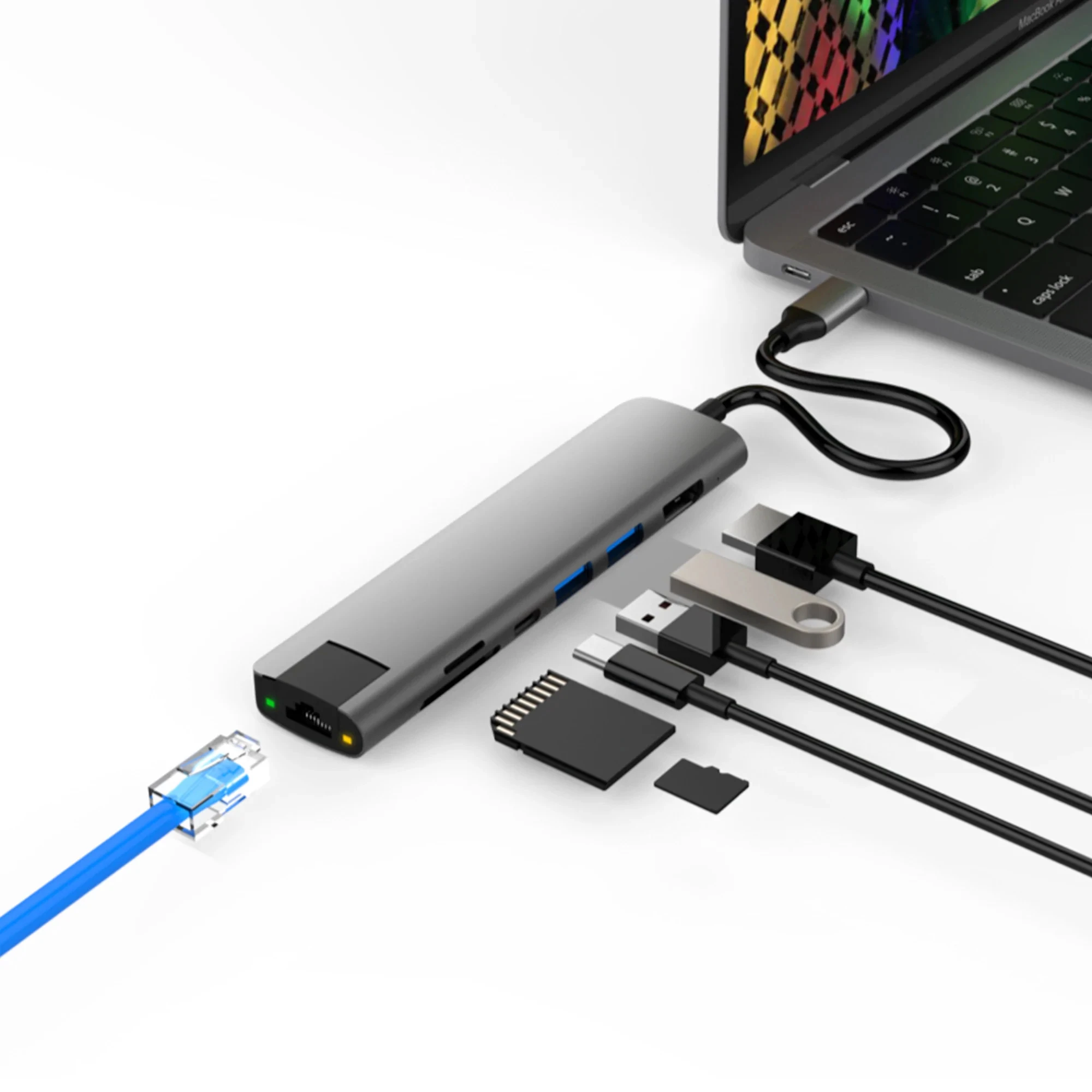 CỔNG CHUYỂN HYPERDRIVE SLAB 7 IN 1 USB-C HUB CHO MACBOOK, SURFACE, PC &amp; DEVICES HD22H - Hàng Chính Hãng