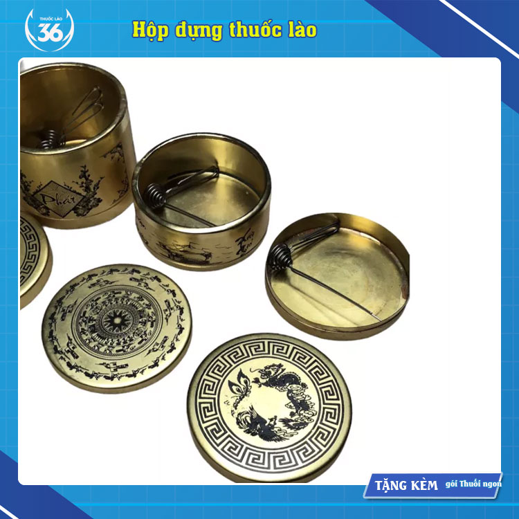 Hộp đựng thuốc lào bằng đồng bỏ túi tiện dụng
