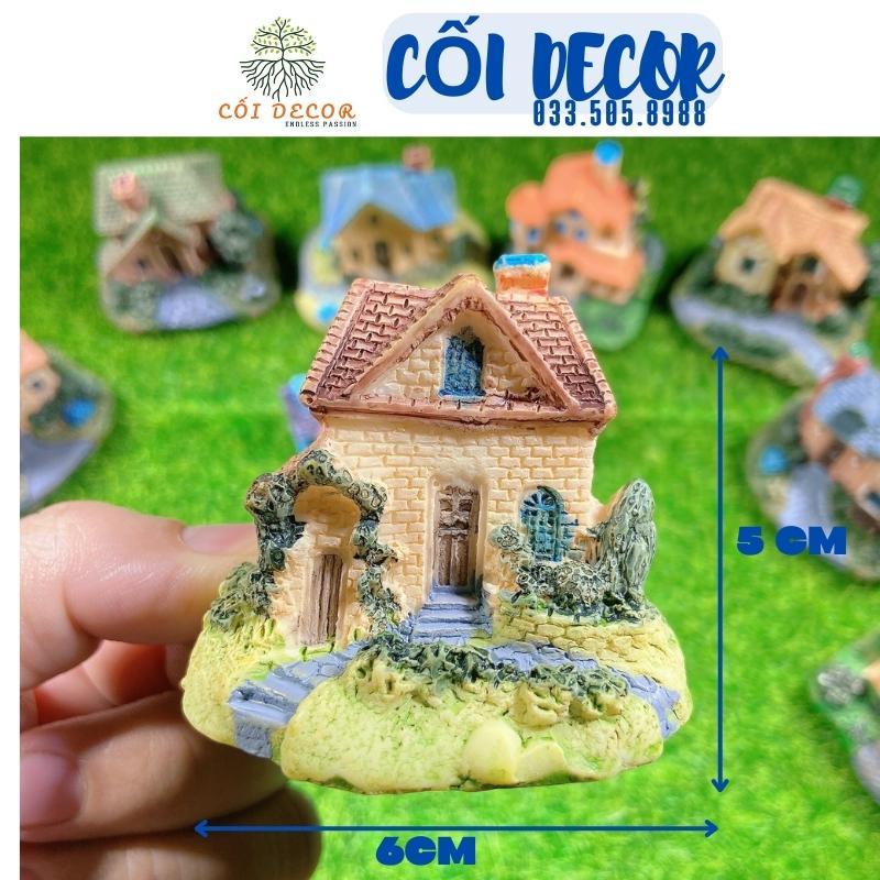Mô hình ngôi nhà biệt thự mini nhiều màu sắc trang trí bể cá, tiểu cảnh, sen đá