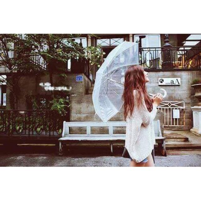 Ô dù trong suốt cao cấp/Dù trắng cao cấp đi mưa chụp ảnh phong cách HÀN QUỐC