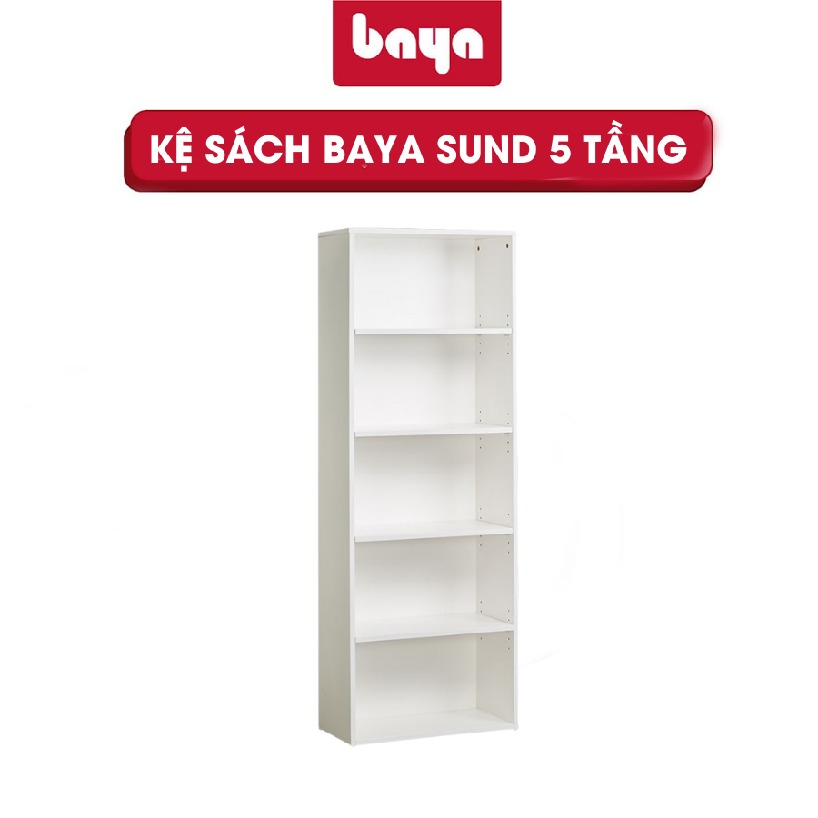 Tủ Kệ Sách Đứng Đa Năng 5 Tầng Hiện Đại BAYA Sund Chất Liệu Gỗ MFC Chắc Chắn Thiết Kế Hình Chữ Nhật Nhiều Màu Sắc Tối Giản Trang Nhã