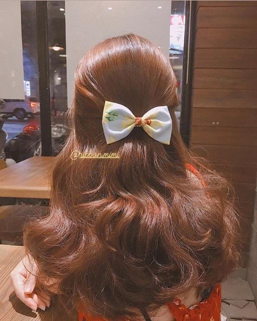 Kẹp Tóc Nơ Vải Hoa Handmade Cao Cấp Ribbon.mimi cột / kẹp