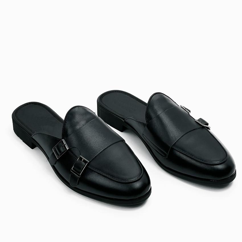 Giày sục nam ERMAND da Pu Pu bảo hành 1 năm kiểu dáng Double Monk Strap Slipper hiện đại - Mã T32