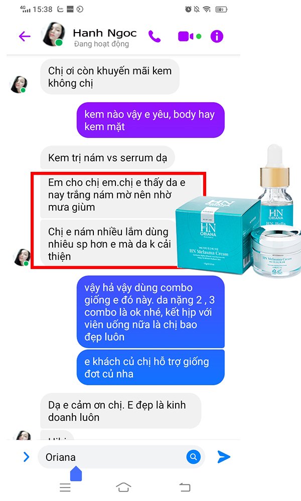 Serum Dưỡng trắng, căng bóng da HN Oriana Cosmetic