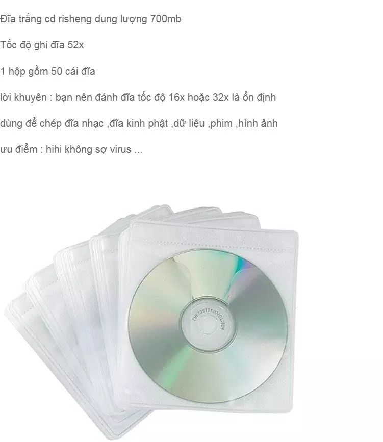 Bộ 50 đĩa trắng CD RISHENG AUDIO 