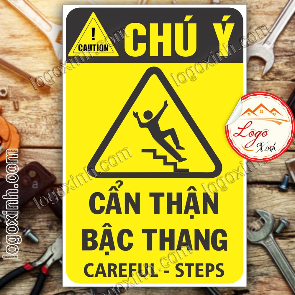 LOGO TEM STICKER CẢNH BÁO CẨN THẬN BẬC THANG, CAREFUL STEPS - BIỂN CẢNH BÁO AN TOÀN LAO ĐỘNG