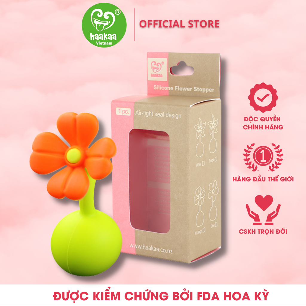 Nút hoa chặn cốc hứng sữa Haakaa. Chất liệu silicone cao cấp. Không chứa BPA, PVC và phthalate