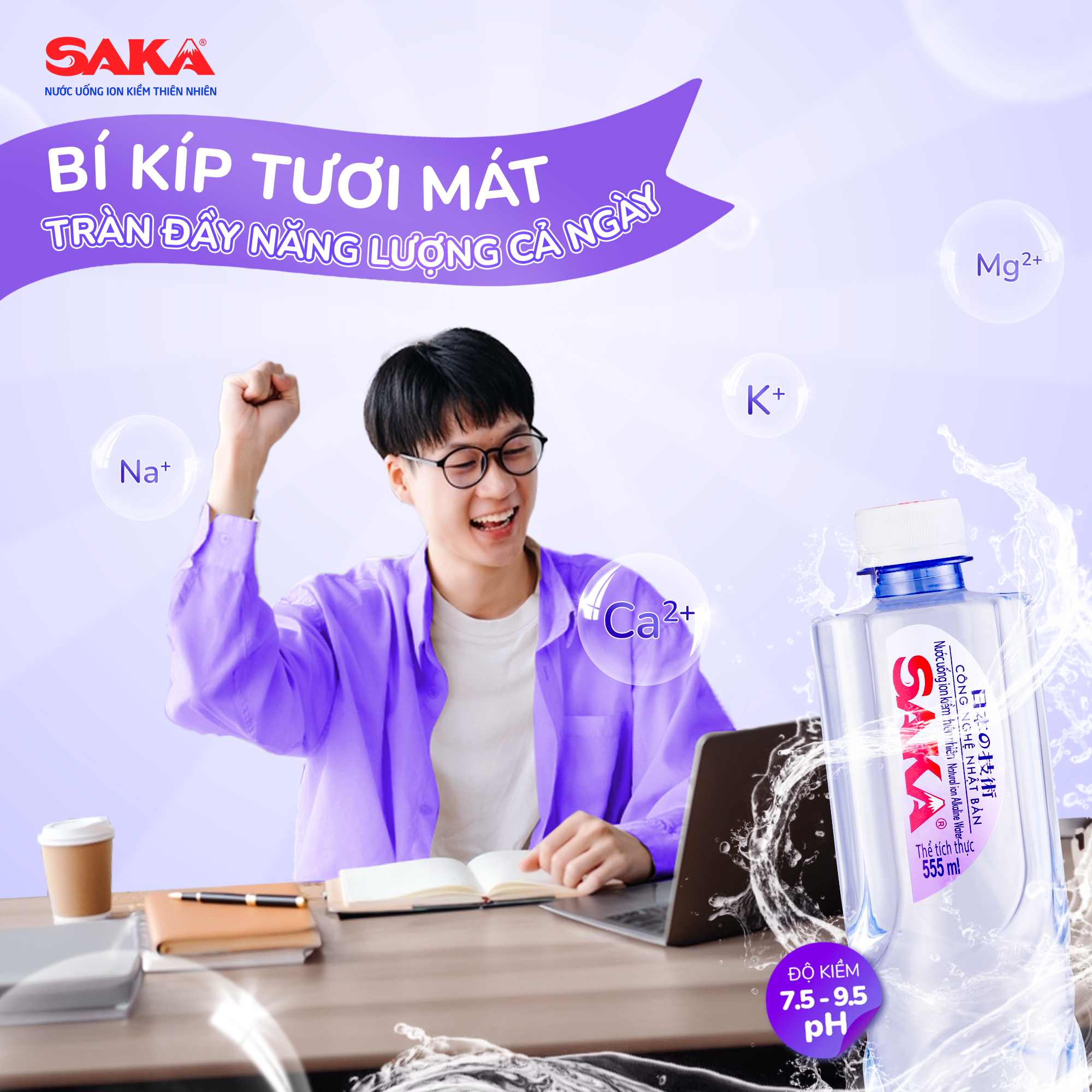 Thùng 24 Chai Nước Uống Ion Kiềm Đóng Chai Saka 355ml - Nước uống Detox với Công Nghệ Điện Phân Ion Kiềm Nhật Bản