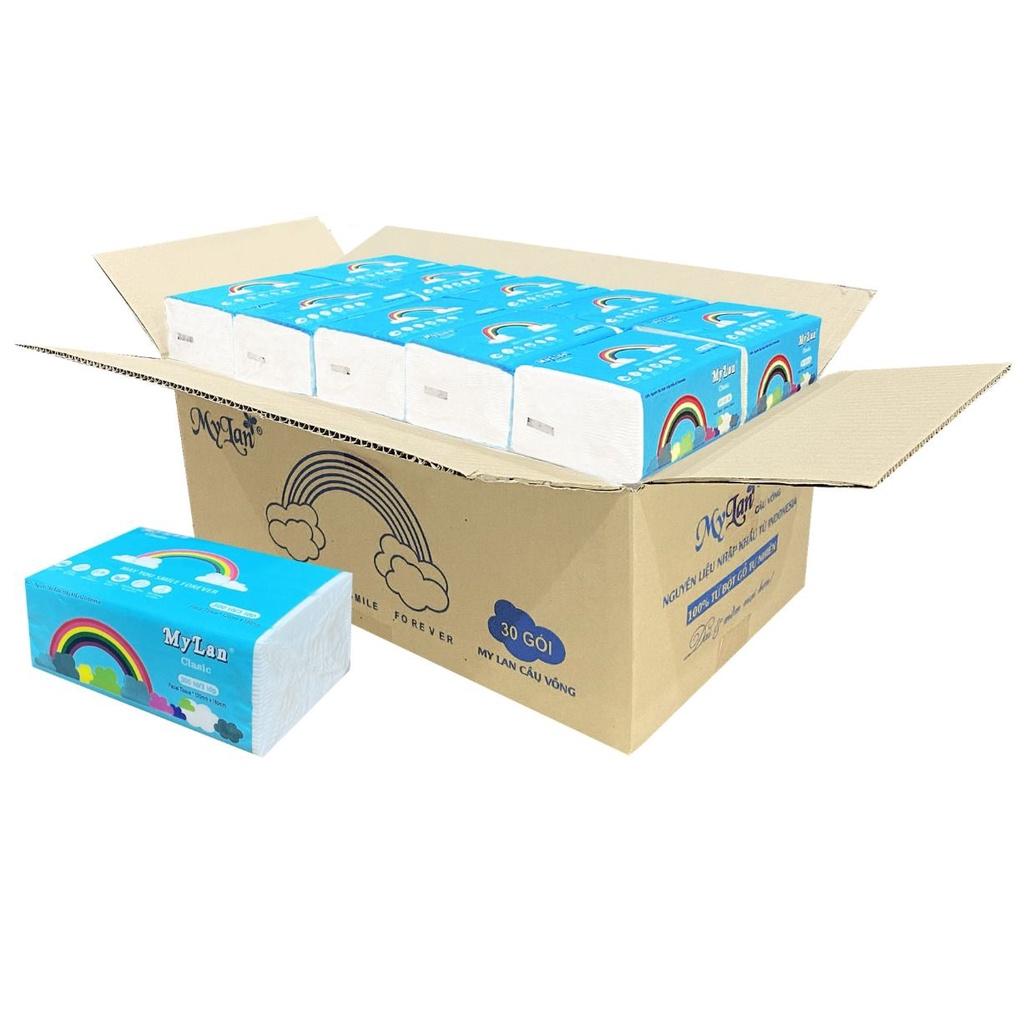 Set 10 Gói Giấy Rút Cầu Vồng 3 Lớp MyLan - Mềm, Dai Và Mịn - Khăn Giấy Rút Cao Cấp, Không Chất Tẩy Trắng