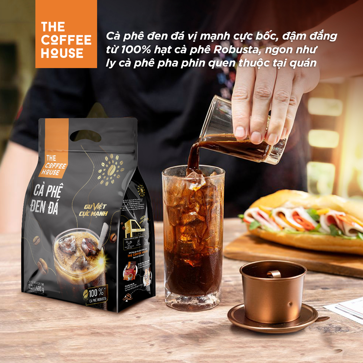 [MUA 3 TẶNG 1] Túi cà phê đen đá The Coffee House (Túi 30 gói x 16 g)