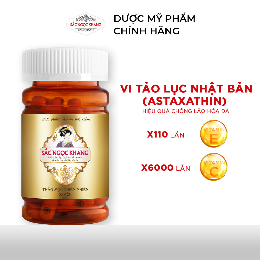 Viên uống Sắc Ngọc Khang Vi Tảo Lục Hộp 60 Viên giúp làm đẹp da, cân bằng nội tiết tố, hỗ trợ làm giảm nám, tàn nhang