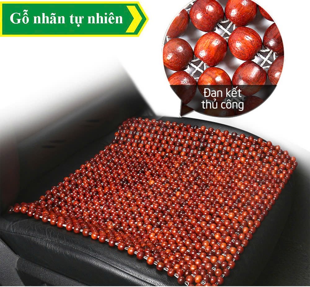 Miếng đệm lót ghế ô tô, xe máy hạt gỗ tự nhiên cao cấp 45cm*45cm - Đệm bảo vệ ghế xe không bị bong tróc, trầy xước lớp da - HENRYSA