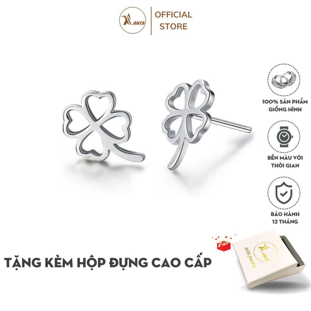 Hoa tai bạc hình 4 lá cỏ may mắn đơn gian xinh xắn ANTA Jewelry ATJ7075