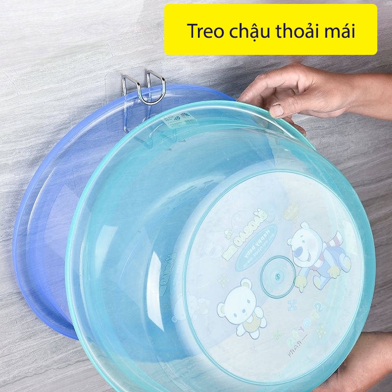 Móc Dán Tường Treo Chậu, Thau Đồ dùng phòng tắm, Nhà bếp - Inox thép không gỉ keo dính siêu chắc