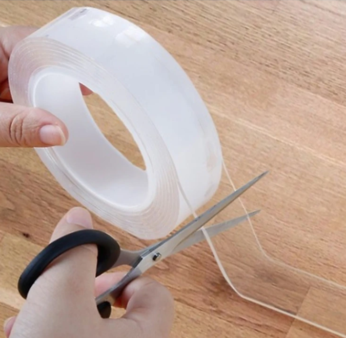 Băng keo trong suốt đa năng dán siêu dính trên mọi bề mặt, keo nano 2 mặt chống thấm tiện lợi dài 3cmx3m
