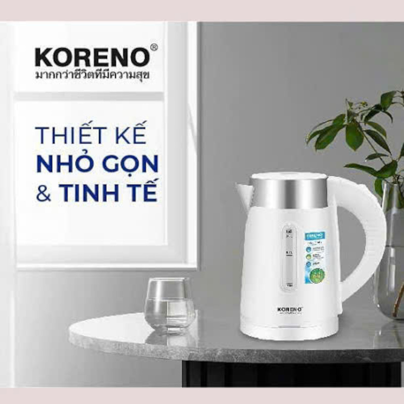 Bình đun nước siêu tốc mini ruột Inox 304 Koreno Thái Lan KN-208 dung tích 0.8L - Hàng chính hãng