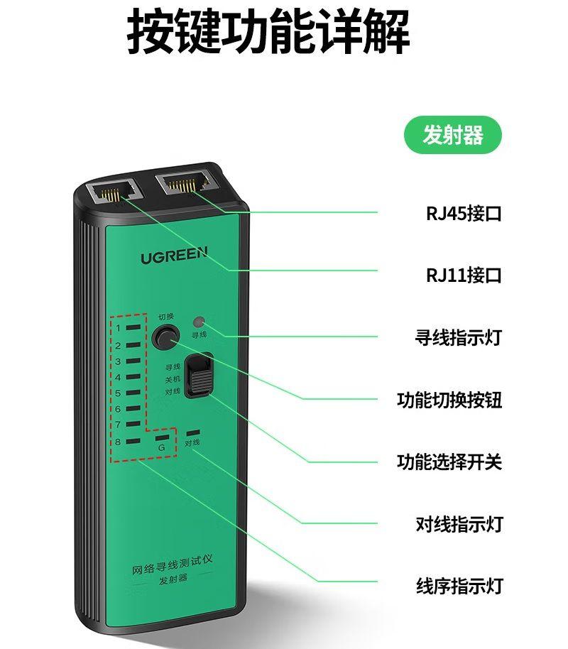 Ugreen 10951 Rj45 Và Rj11 Cable Tester Thiết Bị Kiểm Tra Dây Cáp Mạng Test Cáp Ugreen NW167 - Hàng Chính Hãng