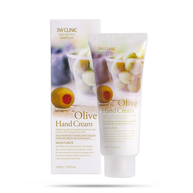 Kem dưỡng da tay Olive Hàn Quốc cao cấp 3W Clinic Olive Hand Cream (100ml) – Tặng 1 mặt nạ Jant Blanc