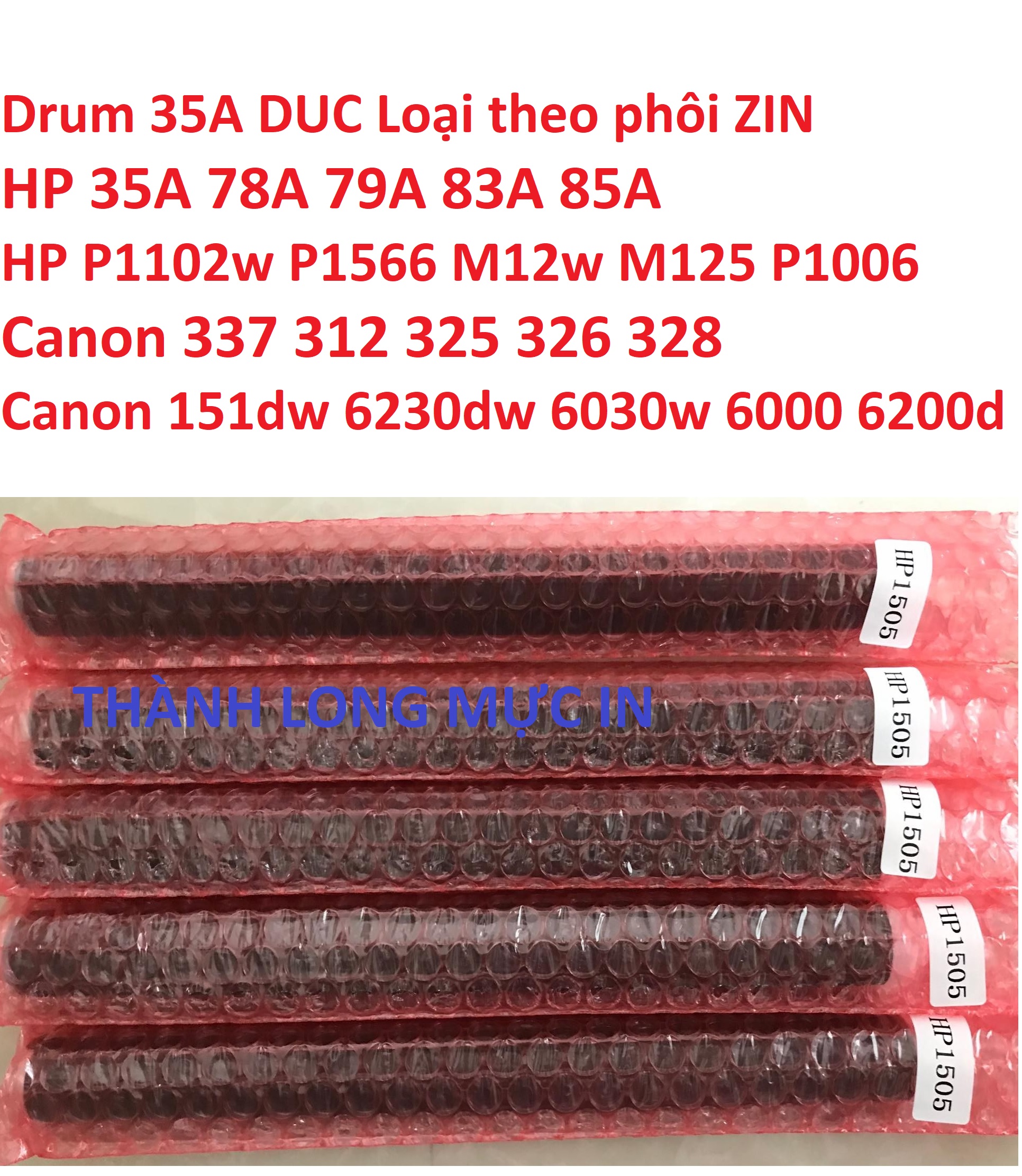 Drum Trống in 35A chính hãng Alphacartrdge Loại theo phôi Zin DUC dành cho hộp mực in 85A 78A 79A 83A 36A CRG 312 313 325 326 328 337 Máy in HP LaserJet 1005 p1102 1536 Canon LBP 3050 3010 6030w 6230dn 6000 6200d
