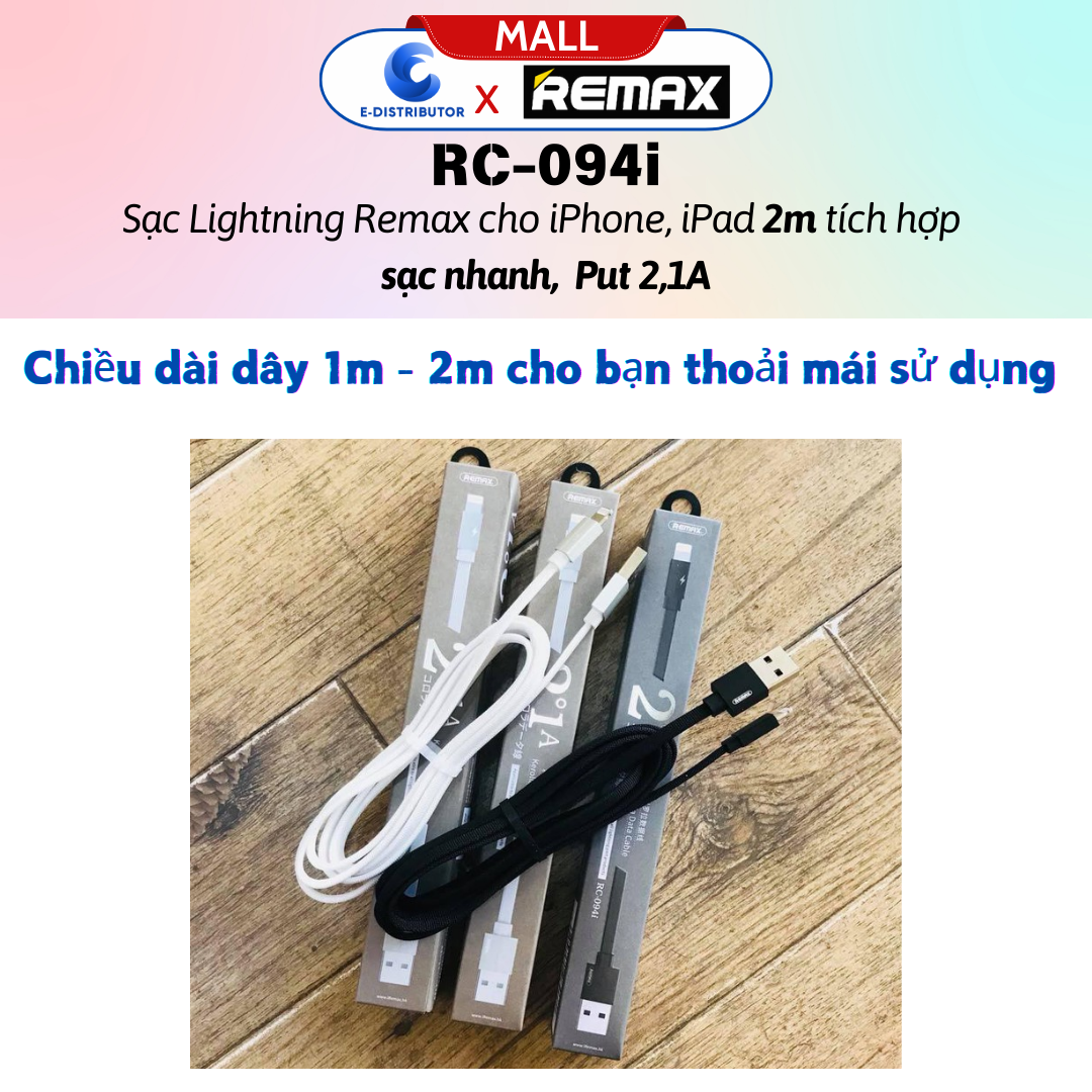 Cáp sạc Lightnningg Remax RC094i - Hàng Chính Hãng - Bảo Hành 12 Tháng