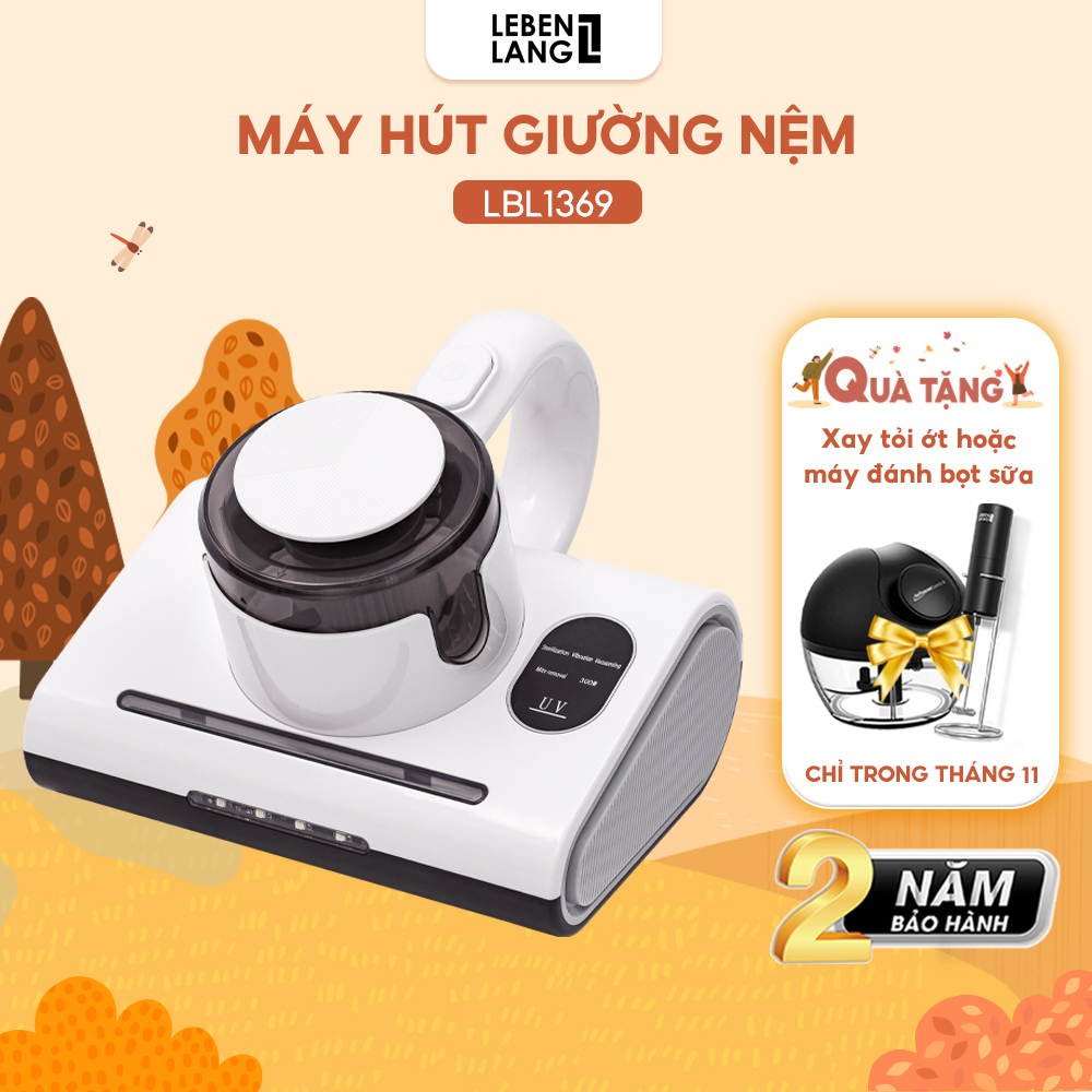 Máy hút bụi giường nệm cầm tay Lebenlang LBL1369, công suất 300W, dung tích 250ml, diệt khuẩn bằng tia UV - hàng chính hãng