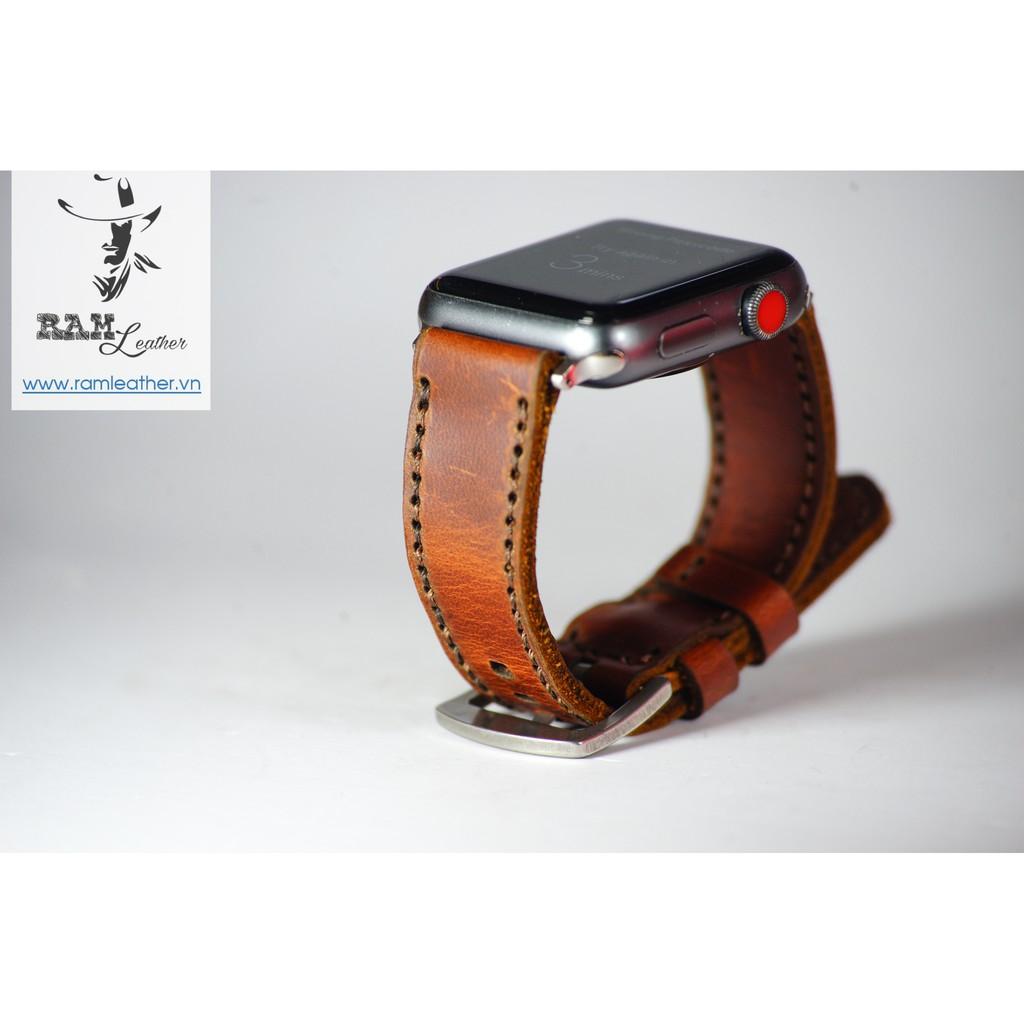 DÂY APPLE WATCH DA BÒ HANDMADE - RAM CLASSIC 1981 (TẶNG KHÓA, CHỐT, CÂY THAY DÂY