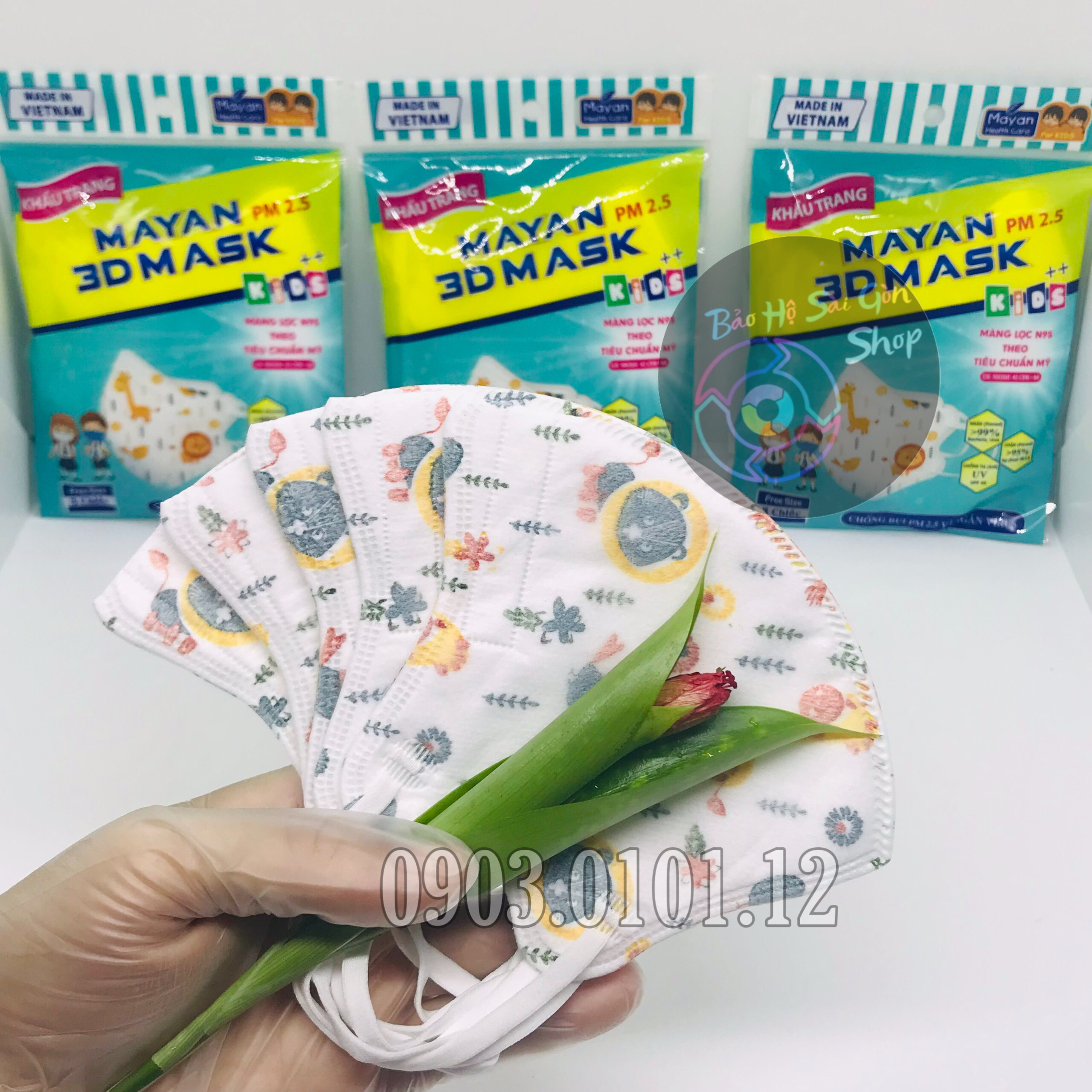 KHẨU TRANG TRẺ EM 3D Cao Cấp [Set 5 Cái]  [Mayan - Chính Hãng - 4 Lớp Màng Lọc Kháng Khuẩn Theo Chuẩn N95 PM 2.5