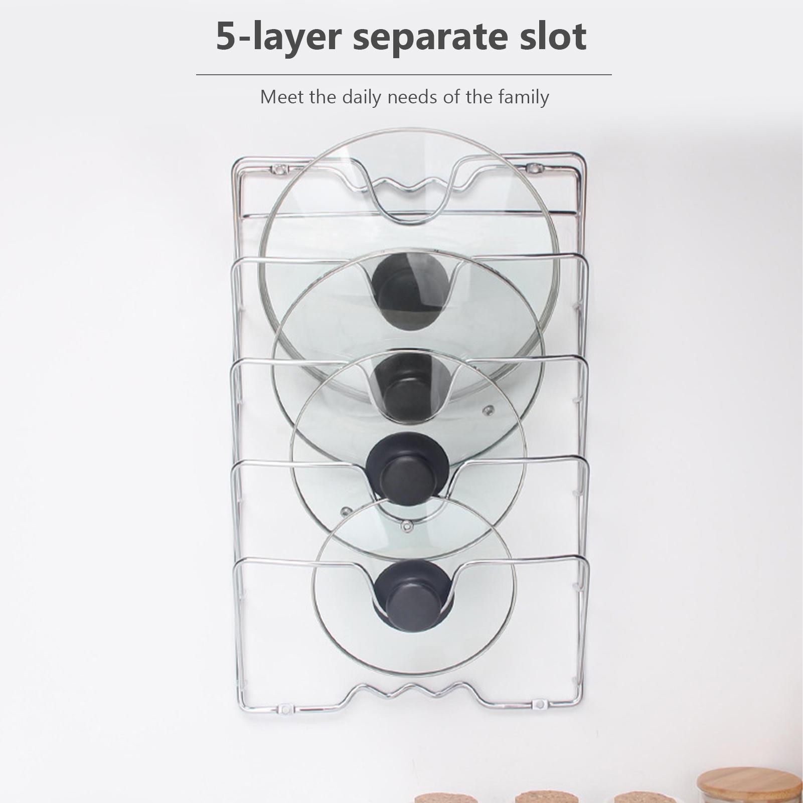 Giá treo, Giá đỡ nắp đậy nồi 5 tầng bằng inox, đồ gia dụng nhà bếp