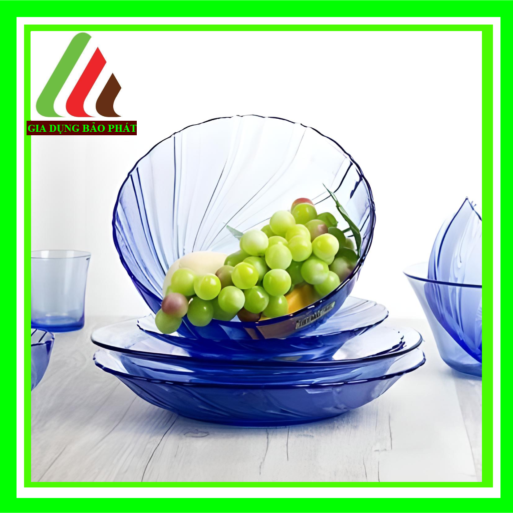 Bộ 2 tô thủy tinh chịu lực Duralex Beau Rigave cao cấp Pháp màu xanh marine 18cm