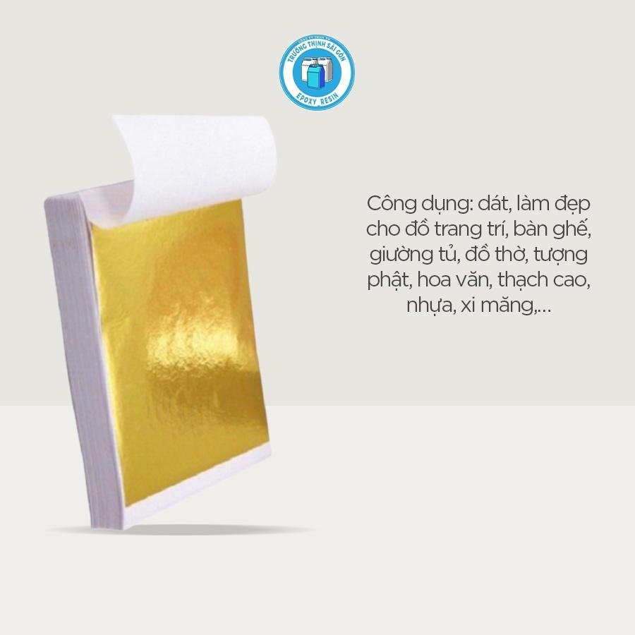 Tập 100 lá dát mạ vàng màu 24 K size 9x9cm