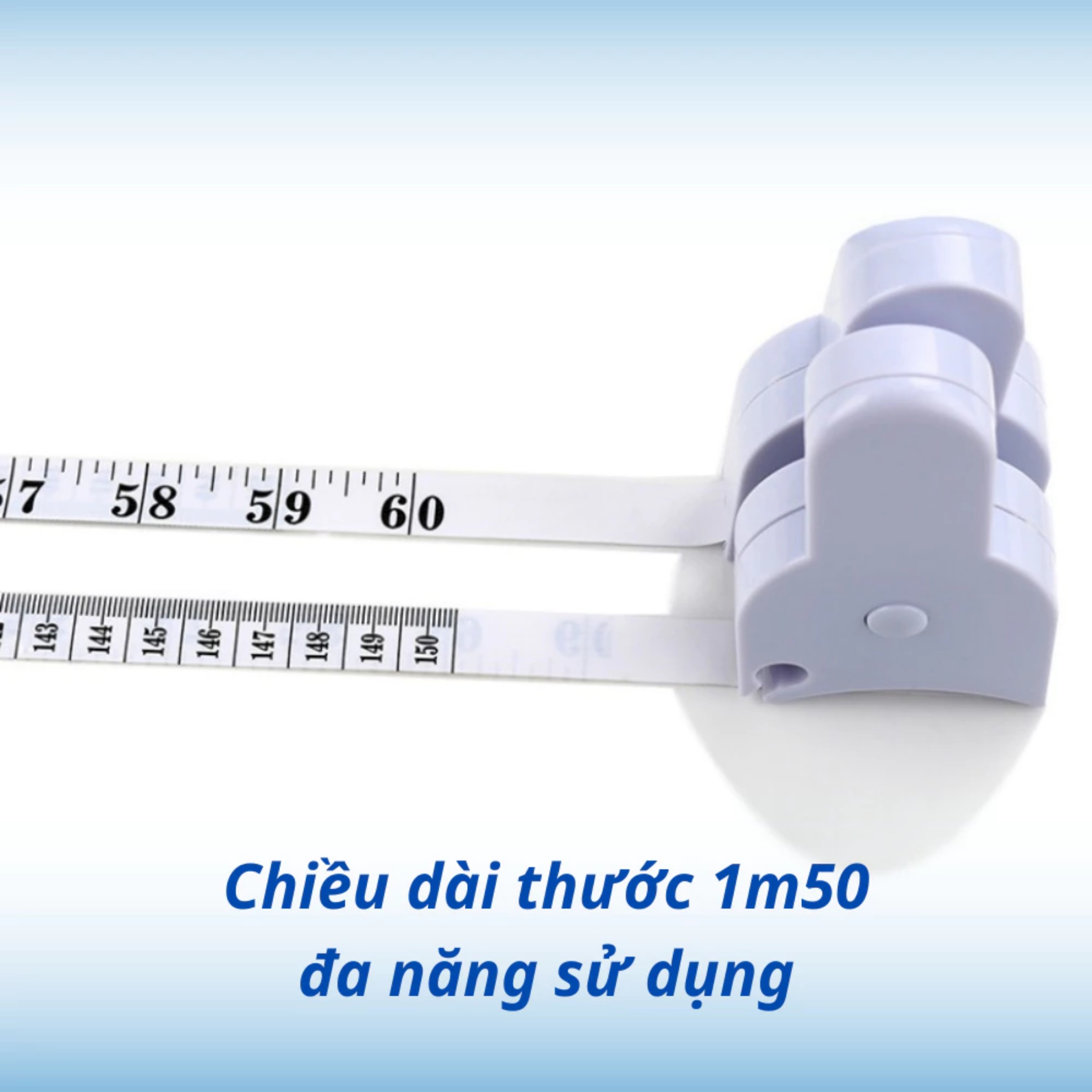 Thước Dây Kiểm Tra Sức Khỏe Có Nút Bấm Tự Rút Sau Khi Kéo, Đo Vòng Bụng, Đùi, Tay, Vòng Eo 3 Vòng 1.5m. Takyhome 5945