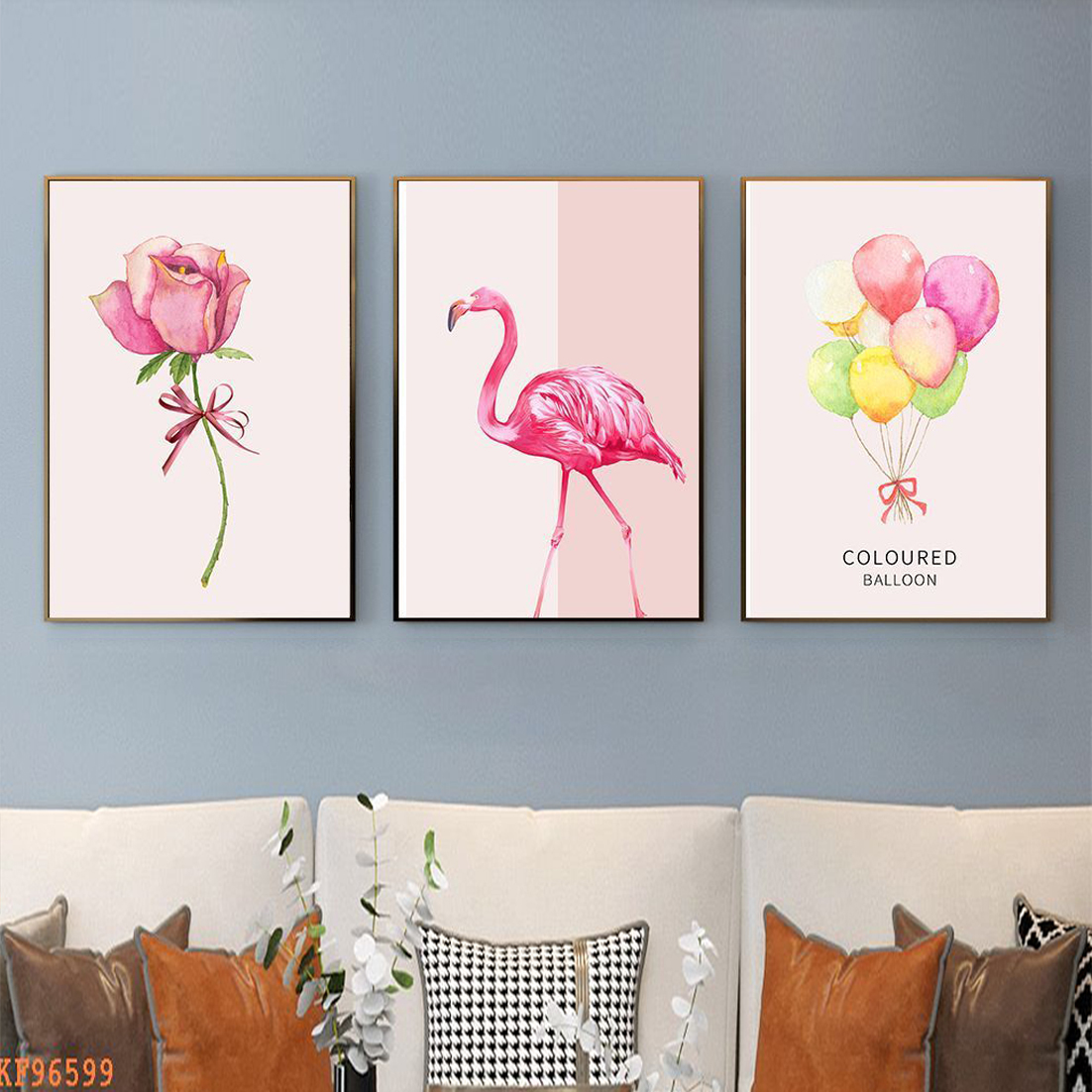 Bộ 3 Tranh Decor Phòng Khách - Tranh Canvas 3 Chim Hạc Và Hoa Đẹp