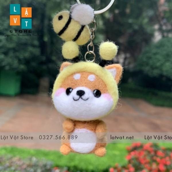 Len chọc có hướng dẫn 8 BABY SHIBA, chọc len thật dễ dàng, NEEDLE FELTING BABY SHIBA, món quà handmade ý nghĩa