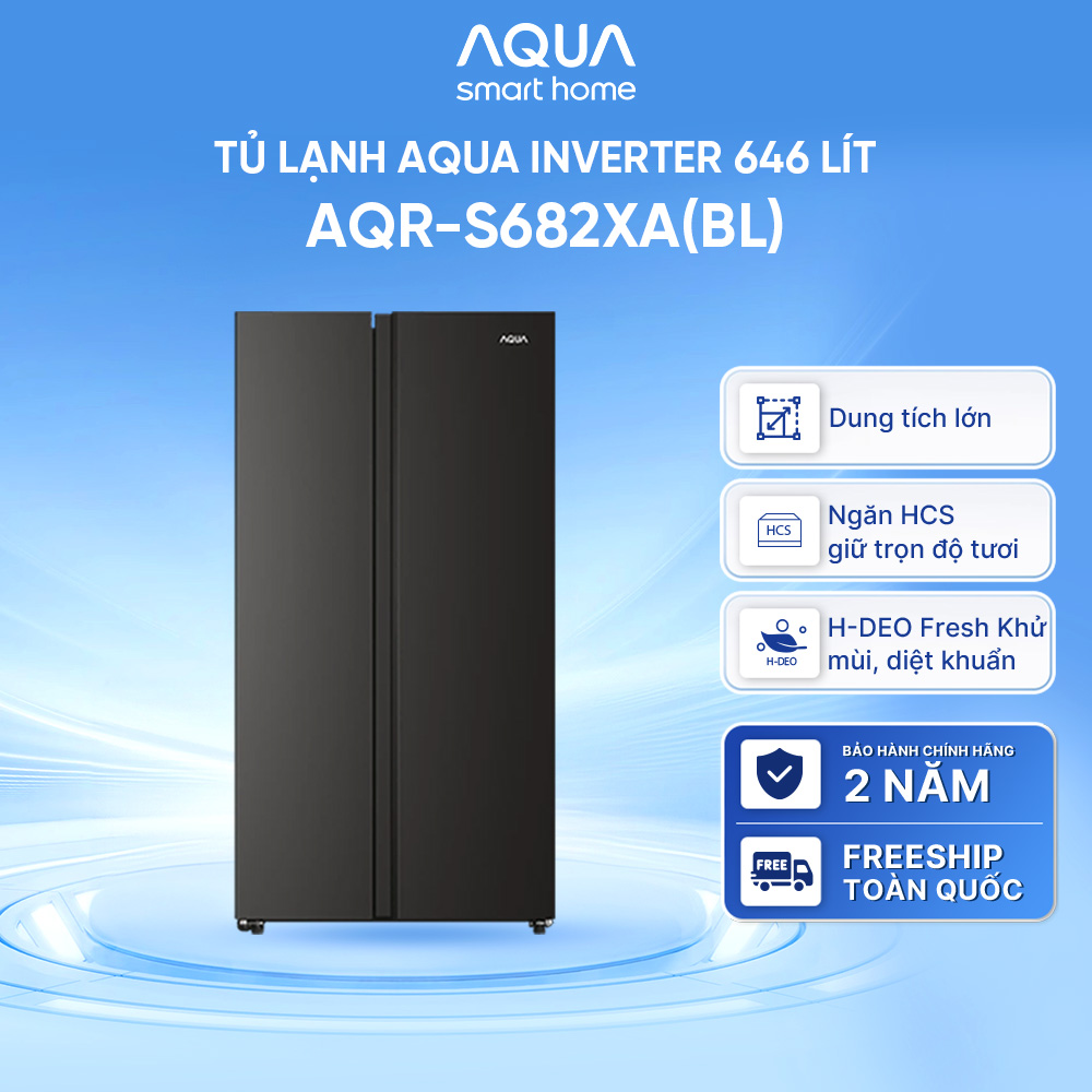 [SALE SỐC] Tủ lạnh Aqua Inverter 646 lít AQR-S682XA(BL) - Bảo hành 2 năm - Freeship toàn quốc - Hàng chính hãng
