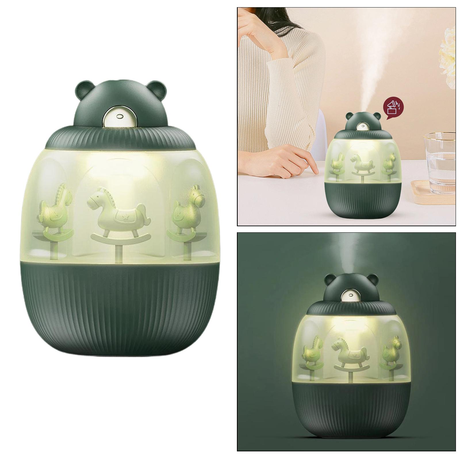 Carousel Music Box Small USB Air Humidifier with Light for Home Office Desk Decoration 7-Color LED Light Desk Humidifiers USB Powered