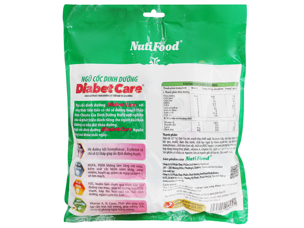Ngũ Cốc Dinh Dưỡng Nutifood Diabet Care 400 gram ,Sản Phẩm Dinh Dưỡng Dành Cho Người Đái Tháo Đường