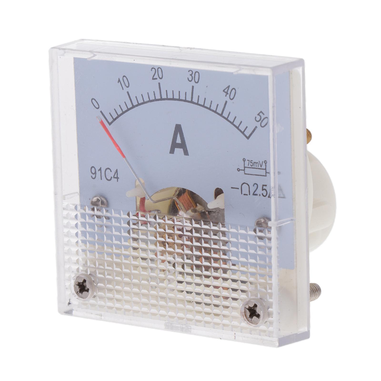 2Pcs DC Ammeter Analog Panel Meter Amp Meter Current Panel Meter Gauge 50A