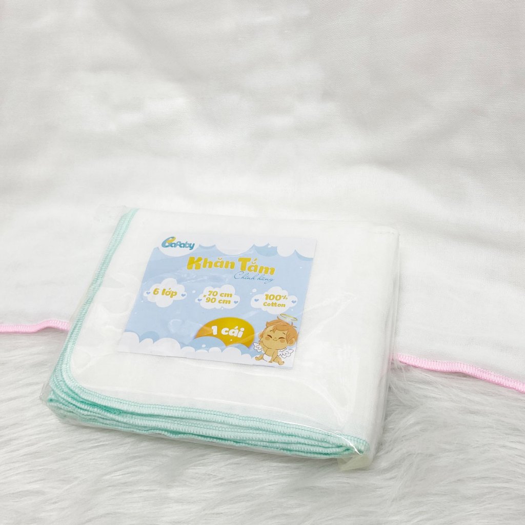 Khăn Tắm Xô 6 Lớp 70x90cm BAFABY Vải Cotton Mềm Mại, Thoáng Khí Bo Viền Chắc Chắn Cho Bé 340