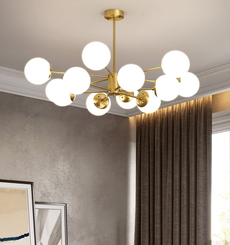 Đèn chùm ROYRAS cao cấp loại 12 bóng rang trí nhà cửa hiện đại, sang trọng - Kèm bóng LED chuyên dụng.