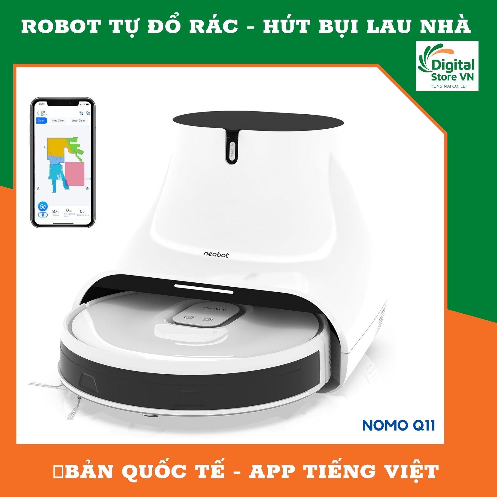 Robot tự đổ rác hút bụi lau nhà Neabot Nomo Q11 bản quốc tế - Hàng chính hãng 2022