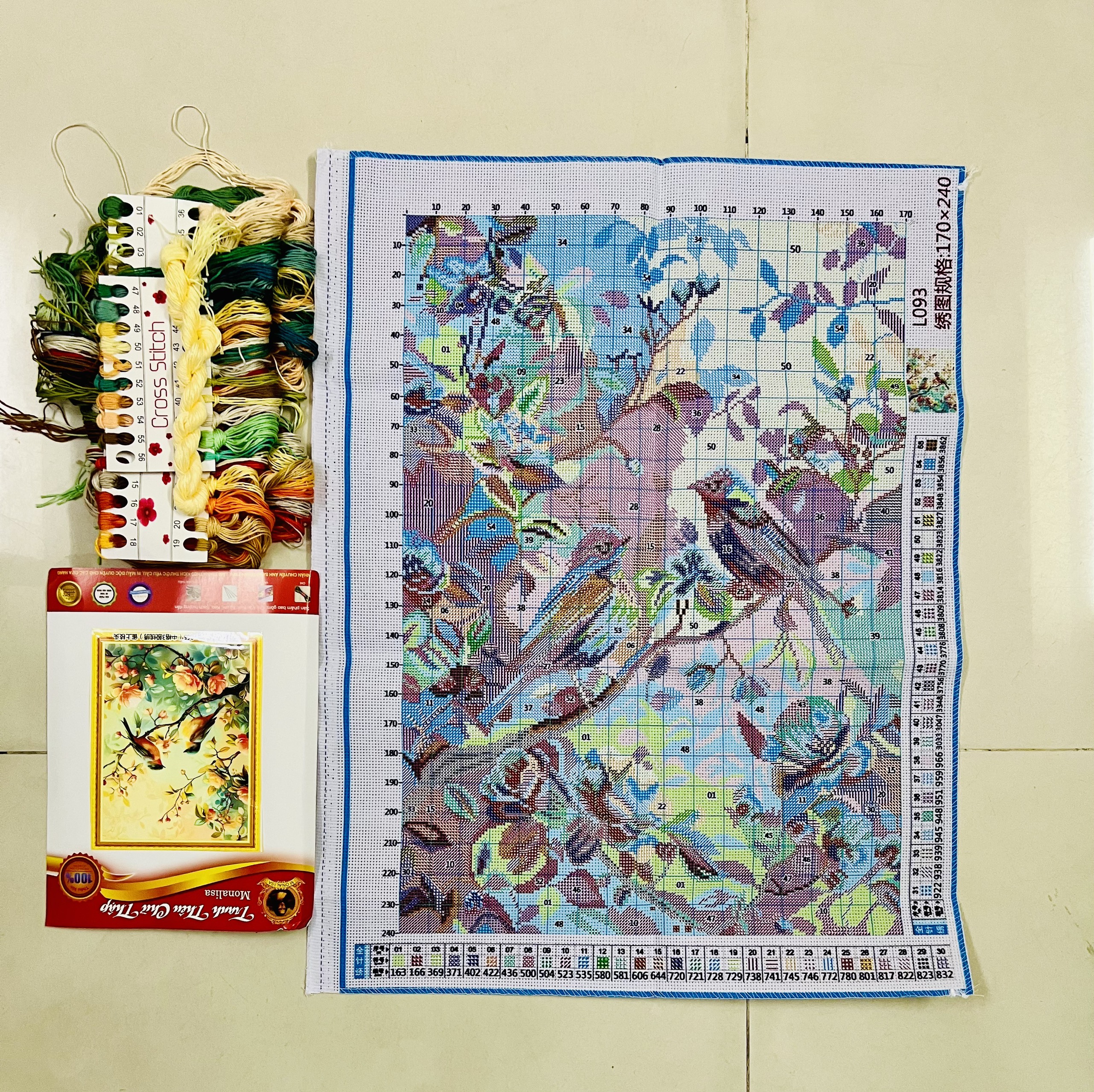 [Hàng mới về] Tranh thêu chữ thập Bình hoa tinh khiết HH0974, kích thước 50 x 90 cm