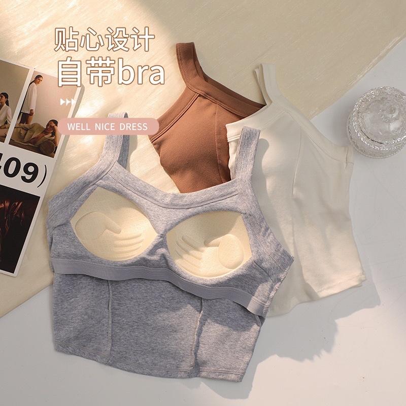 Áo hai dây crop top nữ , Áo tank top chất liệu cotton thấm hút mồ hôi, Áo 2 dây có đệm diện hè xinh