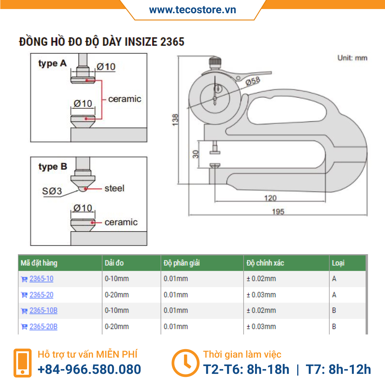 Đồng hồ đo độ dày Insize 2365