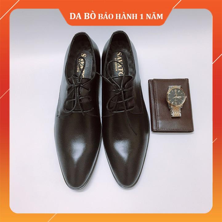 Giày tây nam công sở da bò cao cấp đế khâu LuxWear màu đen có quà tặng kèm hấp dẫn - GDB