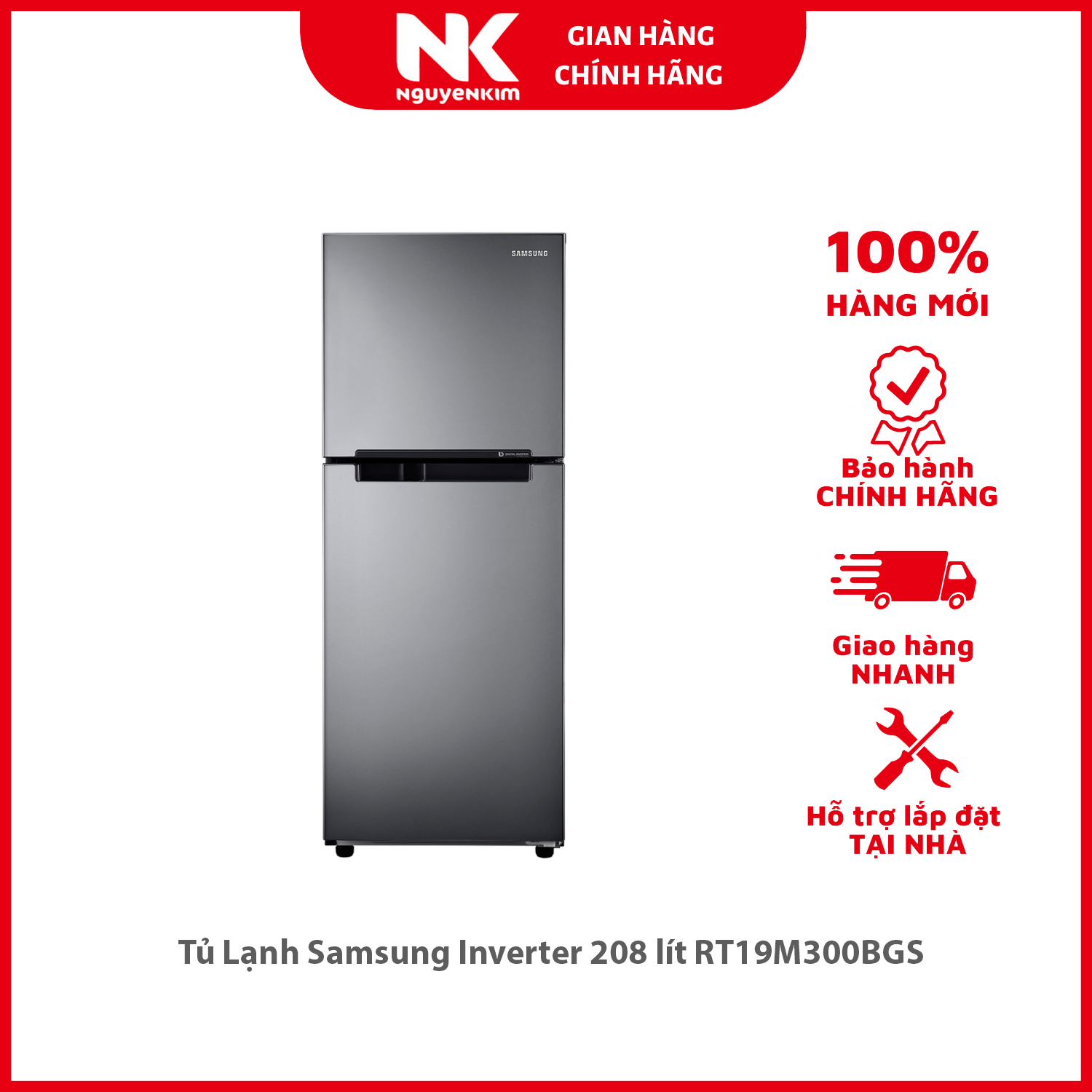 Tủ Lạnh Samsung Inverter 208 lít RT19M300BGS - Hàng chính hãng [Giao hàng toàn quốc]