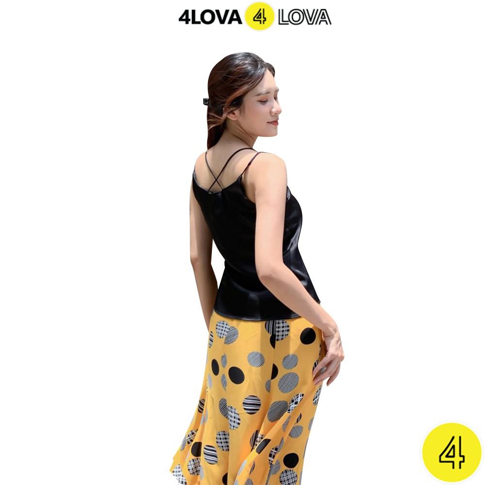 Hình ảnh Áo 2 dây trơn vải lụa satin mềm mại 4LOVA thiết kế đan chéo lưng nữ tính