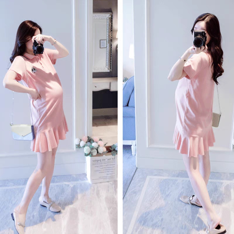 Đầm bầu xuông đuôi cá dáng trên đầu gối dễ thương hàng qc 0416-011