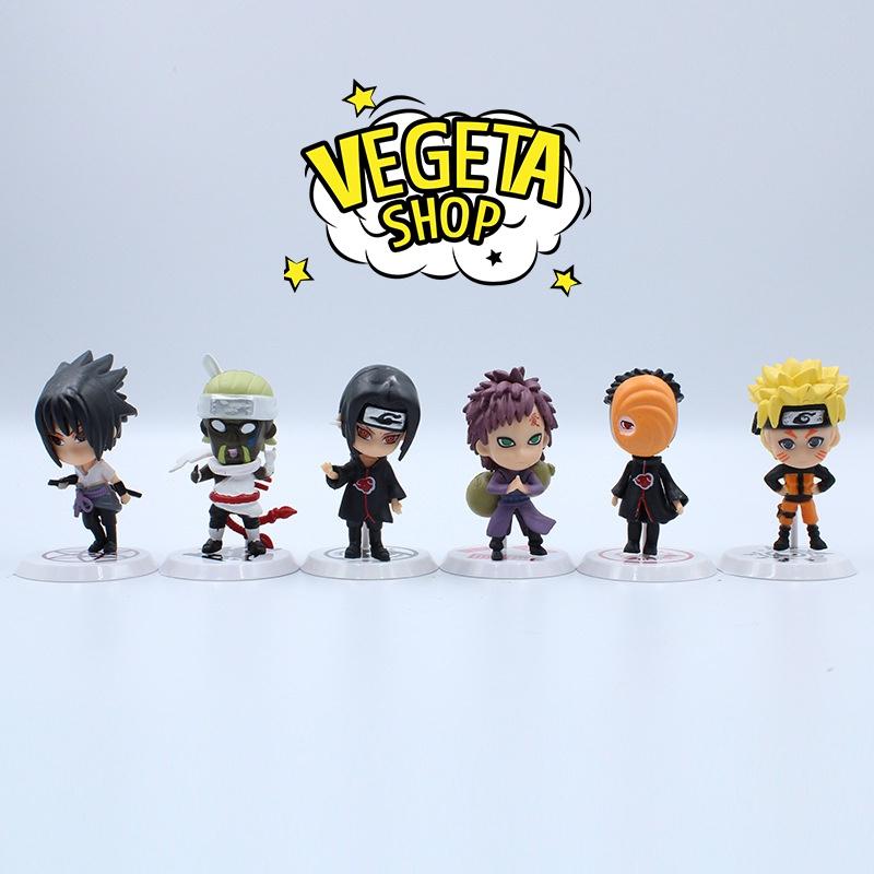 Mô hình Naruto - Set 6 nhân vật Uzumaki Naruto Gaara Killer Bee Uchiha Sasuke Itachi Obito - Cao 7cm